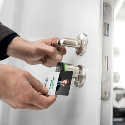 access control systems Card in front of access control system